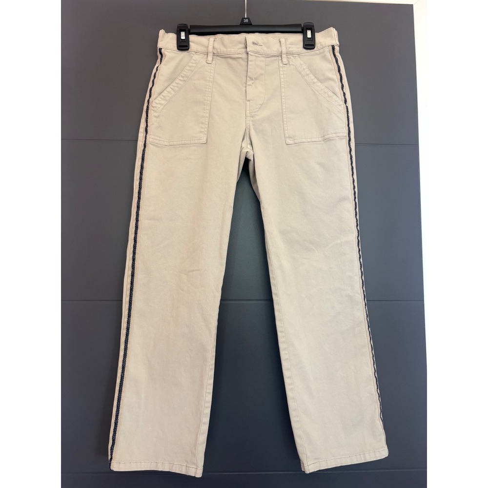 Lucky Brand Womens Khaki Utility Pants‎ Braided Side Stripe Straight Leg Size 29